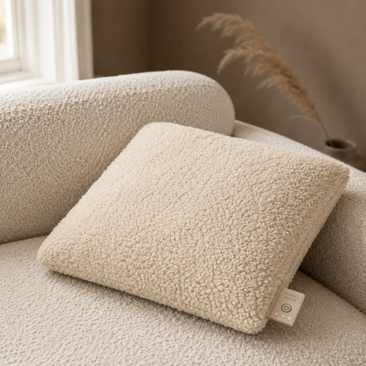 Teddy warmtekussen, Cream | op de bank