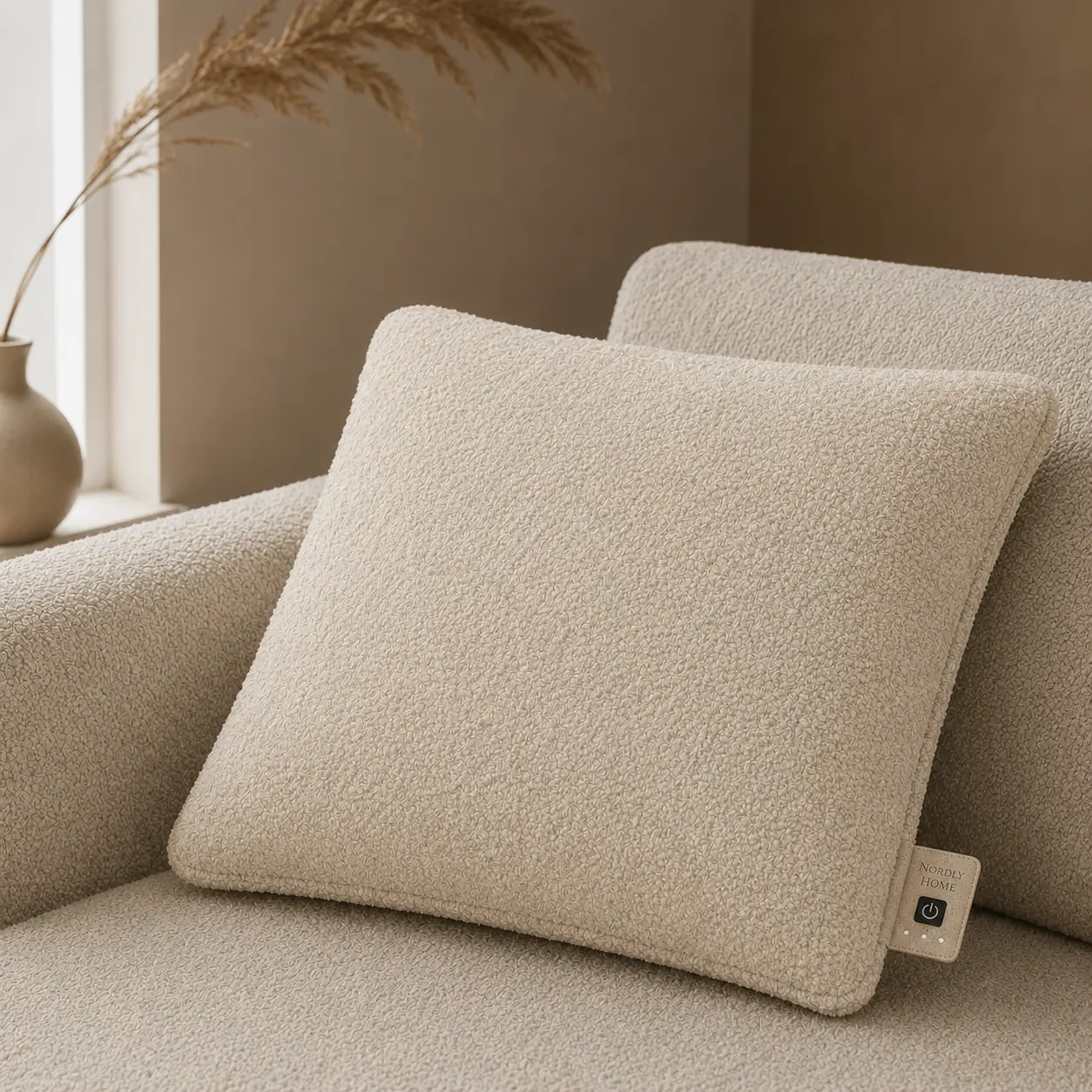 Bouclé warmtekussen, Cream