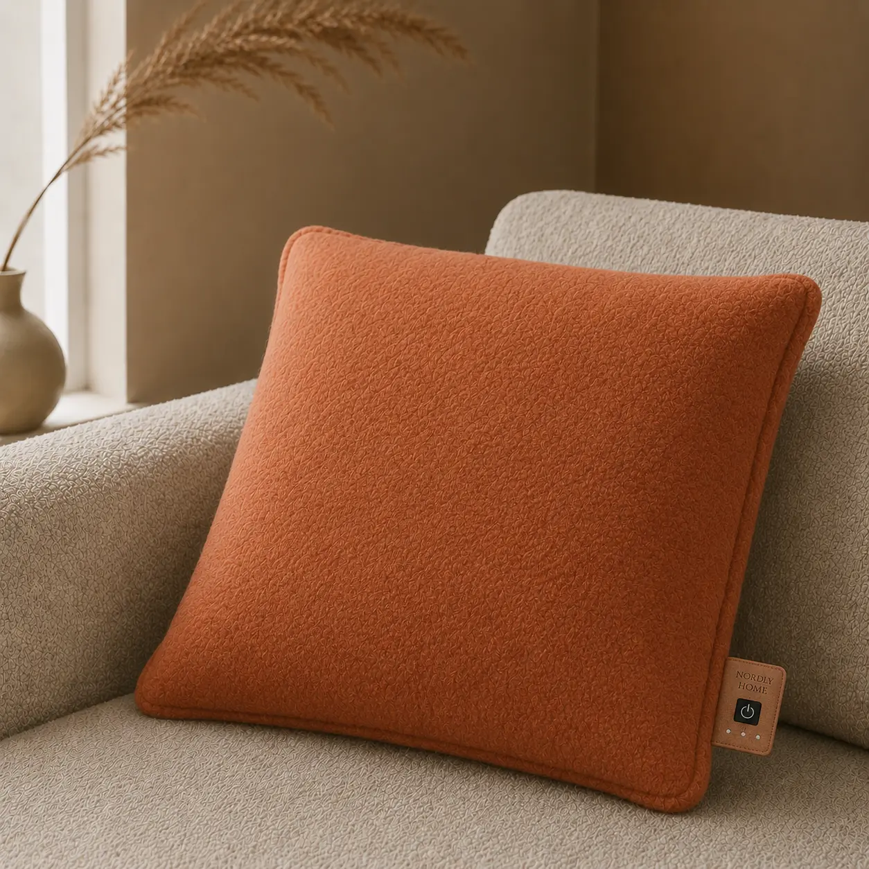 Fleece warmtekussen, Terracotta | op de bank