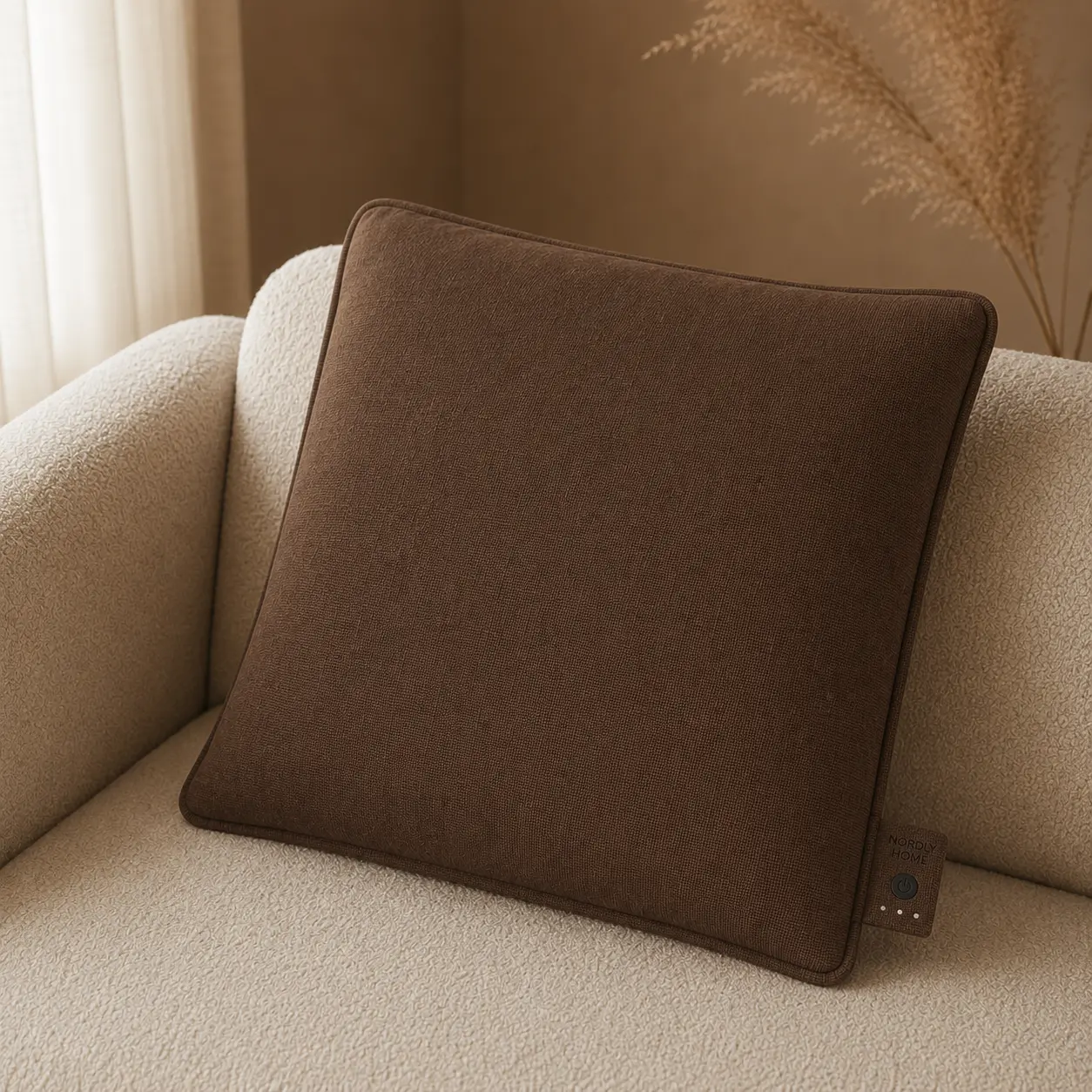 Linnen warmtekussen, Walnut | op de bank