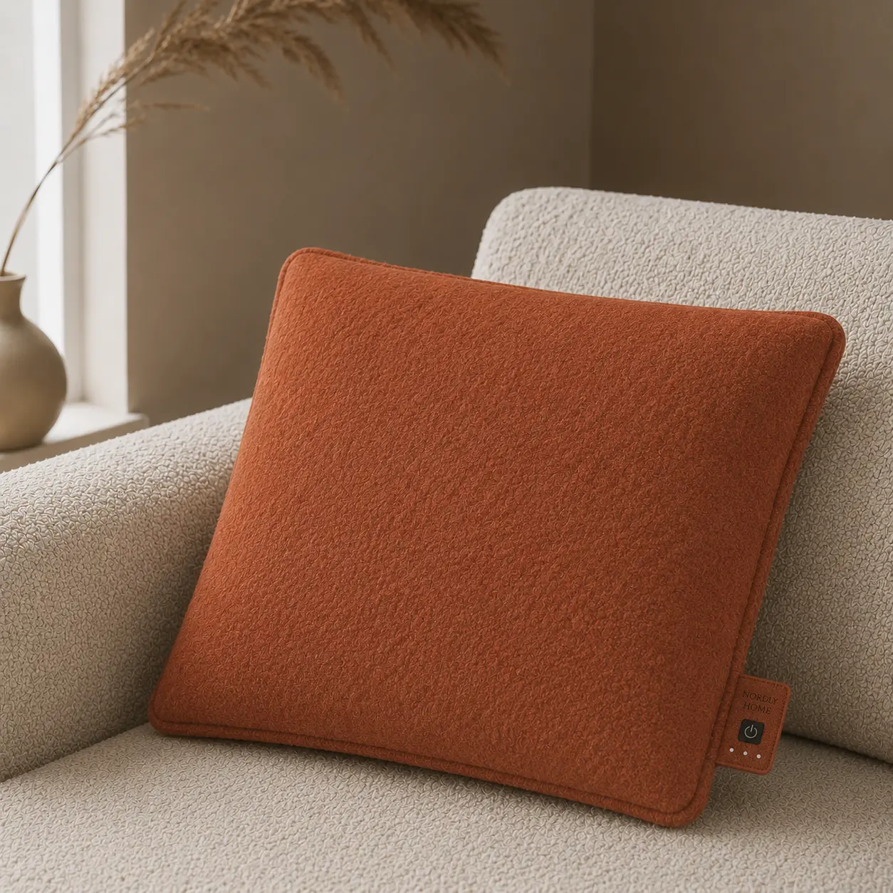 Velvet warmtekussen, Terracotta | op de bank
