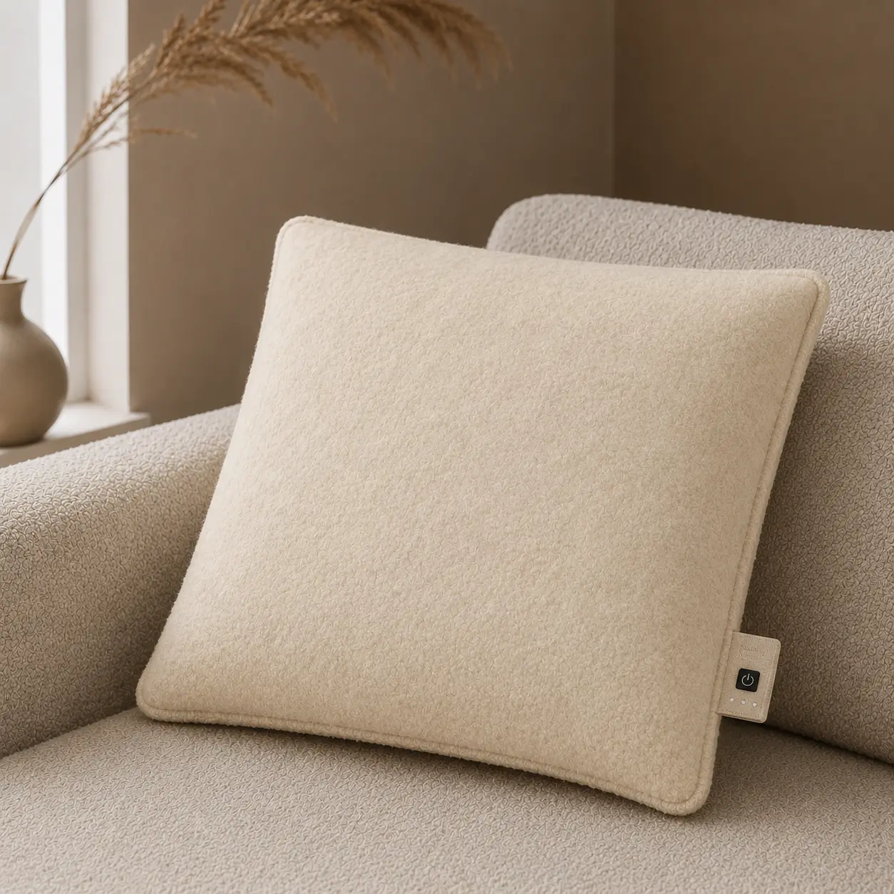 Velvet warmtekussen, Cream | op de bank